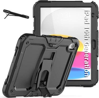 Ambison Case for iPad (A16) 11th Generation 11'' 2025/iPad 10th Generation 10.9''2022, Full-Body Heavy Duty Rugged Shockproof Protective Case with Kickstand-Black