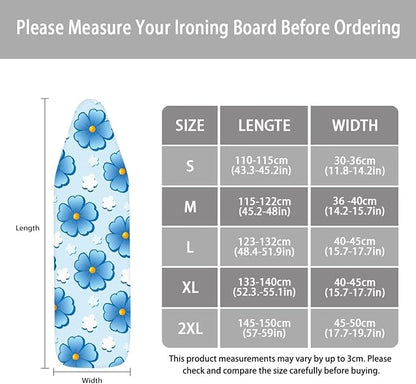 ZCFYGDX Ironing Board Covers Butterfly Blue Flower Print Lightweight & Breathable Anti-Slip & Wear-Resistant (15 x 54 in) Hook & Loop Elastic Edge Easy to Install, Scorch Resistant Decor Size-XL
