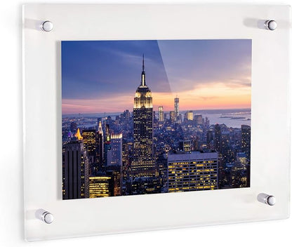 ArtToFrames 13x16 Inch Double Panel Floating Acrylic Picture Frame (Full Frame is 17x20) comes with Chrome Standoff Hardware, Made in the USA, 2 Pack