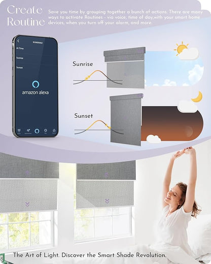 Graywind Motorized Dual Shades for Windows Smart Double Blinds Blackout and Solar Motorized Blinds with Remote Alexa Google Control Day Night Shades, Custom Size (Blackout Light Grey)
