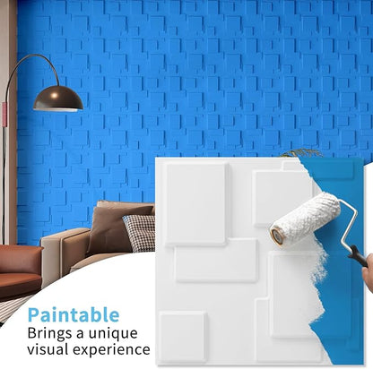 Art3d 20 Pack Decorative 3D Wall Panels, 19 Sq.Feet PVC Interior Wall Décor, 11.8"x11.8", White