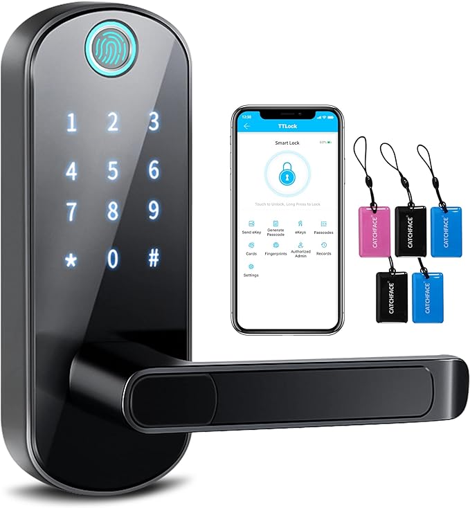 TTLock Smart Lock - Bluetooth Enabled Fingerprint & Touchscreen Keyless Entry Auto Lock for Front Door, Office, Apartment, Garage