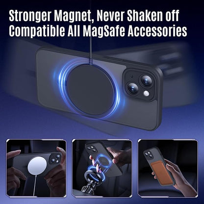 Designed for iPhone 14 Case, Compatible with MagSafe, with Privacy Screen Protectors X2, [Camera Protection] [15FT Military Drop Protection] Shockproof Phone Case, 6.1", Black