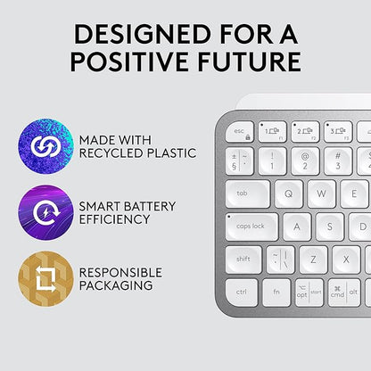 Logitech MX Keys Mini Minimalist Wireless Illuminated Keyboard, Compact, Bluetooth, Backlit, USB-C, Compatible with Apple macOS, iOS, Windows, Linux, Android, Metal Build - Pale Gray