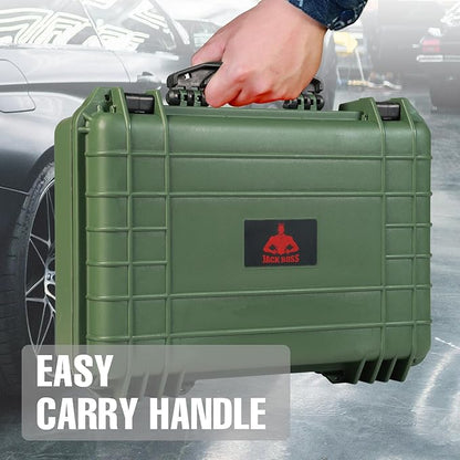 18x 13.8x 8 Inch Hard Case, Portable Weather Waterproof Protective Camera Case with Customizable Foam, Fit Use of Drones, Camera, Equipments Green