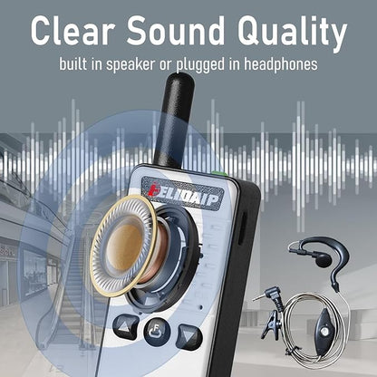ELIDAIP T-M2 Super Mini Walkie Talkie for Adult Kids,Rechargeable Portable FM Transceiver,Small Two Way Radio for Supermarket,Hotel,Outdoor Sport,Hiking,Camping,Indoor,Family Trip,White 1 Pack