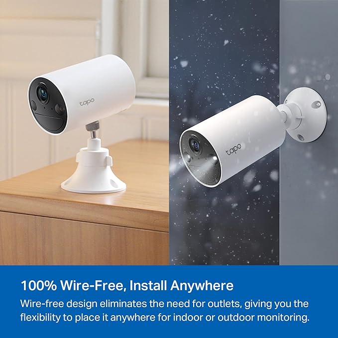 TP-Link 𝗧𝗮𝗽𝗼 Wireless Outdoor Security Camera, 1080P, Up to 180 Days of Battery Life, Free Person Detection, SD/Cloud Storage, Spotlight Color Night Vision, No Hub Needed, Works w/Alexa, Tapo C402