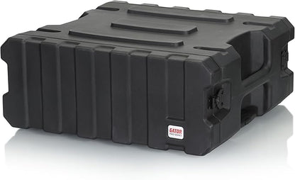 Gator Cases Pro Series 4U Rolling Rack Case with 19" Depth, Tow Handle & Recessed Wheels, Roto Molded Made in USA (G-PROR-4U-19)