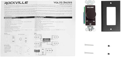 Rockville VOL70100 100 Watt Wall Volume Control 70V, 11-Step Attenuation, Euro-Block Connector, Dust-Protected, Perfect for Commercial Audio Systems