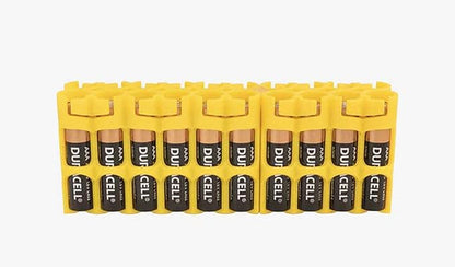 Storacell by Powerpax AAA Battery Storage Caddy, Yellow - Holds 24 Batteries (Not Included)