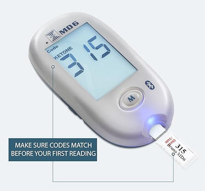 Bruno MD6 Blood Ketone & Glucose Monitoring System | Track Your Ketones & Ketogenic Diet Progress | Ketosis Test Kit with Lancing Device, 10 Keto Strips + 50 Lancets