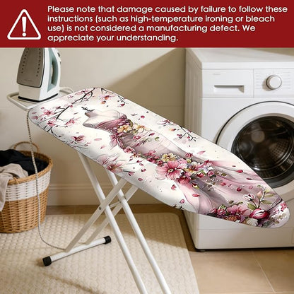 Nuxovilar Ironing Board Cover Needle Cotton 15x54 Inches | Ironing Board Cover and Pad Floral Dress Form Needle Cotton for Craft Room, Laundry Area, Home