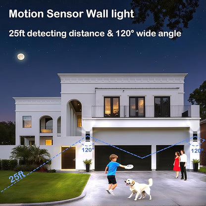 iYogaled Dusk to Dawn Motion Sensor Porch Light with 3 Lighting Modes, Modern Up Down Wall Sconce with GU10 Bulbs, Heavy Aluminum Exterior Light Fixtures for Entryway, Patio, Garage,ETL Listed
