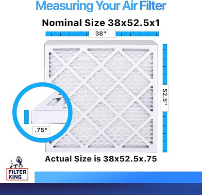 Filter King 38x52.5x1 Air Filter | 4-PACK | MERV 8 HVAC Pleated A/C Furnace Filters | MADE IN USA | Actual Size: 38 x 52.5 x .75"