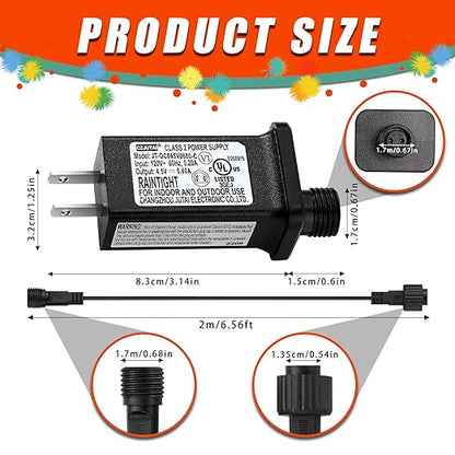 4.5V 0.6A Controller with Extension Cable, Replacement Model JT-DC045V0600-C Class 2 Power Supply IP44 LED Light Controller Low Voltage Transformer for Christmas LED String Light