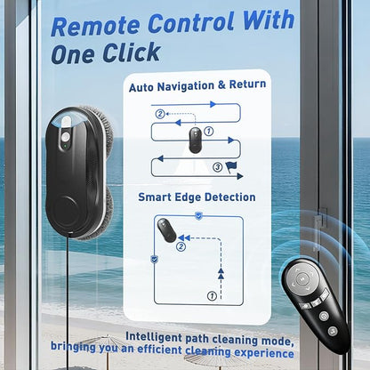 KKI Window Cleaning Robot, Automatic Window Cleaner Robot, Dual Spray, Max 3200Pa, AI Path Planning & Edge Detection, Remote Control for High-Rise Windows, Glass,Door,10xCloths, X3 (Black)