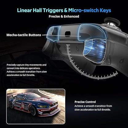 C8 PC Controller - Wireless Bluetooth Gamepad - Hall Effect Joystick RGB Backlit - 1000Hz Polling Rate -Dual Vibrate Macro Buttons for PC, Switch, Switch 2, Steam Deck, Android, iOS, MAC &Tesla Charging Dock