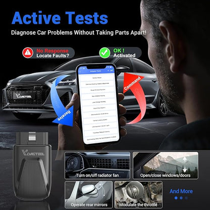 VDIAGTOOL D200 OBD2 Scanner Bluetooth, 2026 Bidirectional Scan Tool with Free Updates, 26 Resets (Upgradeable to 49+), Full System Car Scanner Diagnostic Tool, Throttle Relearn, FCA AutoAuth & CAN-FD