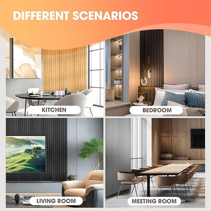 OUZUGIE WPC Acoustic Slat Wall Paneling, 8-Pack 96 x 6 Inches 3D Wall Panels for Interior Wall Decor,Living Room,TV Background,Study Room,Office Spaces,Bedroom,High Grille (Grey)