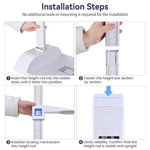 Tetuga Height Measurement Medical Portable Stadiometer Height Rod 8-82 inch/20-210 cm/Unit with cm & inch, Accurate Scale Height Measuring Tool for Office Home Wall Adults Kids