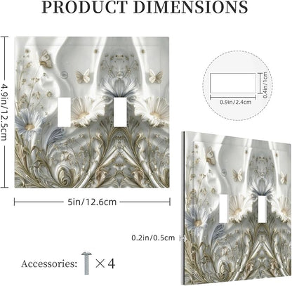 Bvtewkhz Boho Floral Wild Flower 2 Gang Double Toggle Decorative Light Switch Covers Electrical Faceplate Switch Plates for Bathroom Kitchen Home