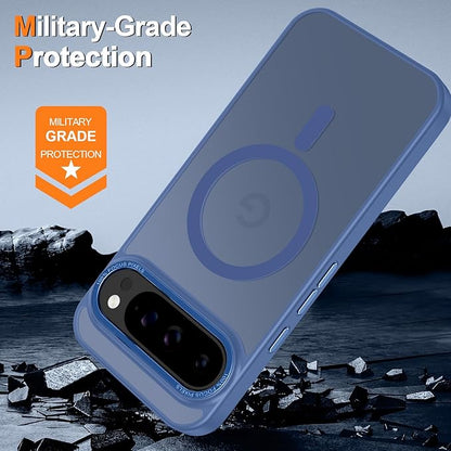 Magnetic for Google Pixel 9 Pro XL Case, [Military Grade Drop Protection] [Compatible with MagSafe] Shockproof Slim Translucent Matte Anti-Slip for Women Girls Men Case, Blue