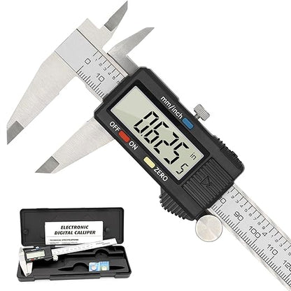 Digital Caliper Precise Measuring Tool, Vizbrite 6 inch Stainless Steel Electronic Vernier Calipers with Auto-Off Large LCD Screen, Accurate to ±0.001in/0.01mm, Easy Use Caliper