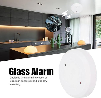 Wired Glass Break Detector Door Window Glass Break Detector Round Break in Sensor Tamper Alarm Ceiling or Wall Mount