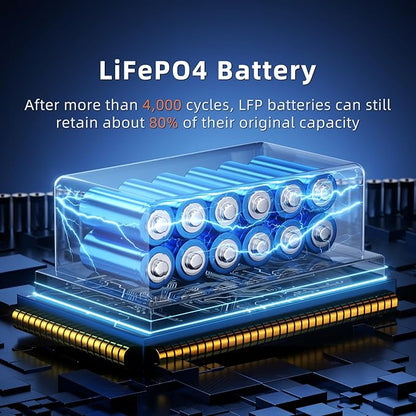 IEE 7680Wh Portable Power Station, 120/240V 5000W AC Output, Lifepo4 Home Battery Backup Expandable to 10kWh, Solar Generator for Home Use, Emergency, Camping, RV