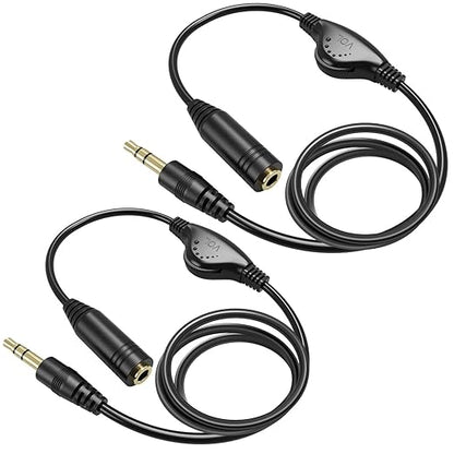 PChero 2 Packs 3.5mm Headphone Extension Cable, 3.3FT Male to Female Stereo Audio Jack Extender Aux Extension Adapter Cord with Volume Control for Headset Earphones Smartphones Tablets MP3 Players