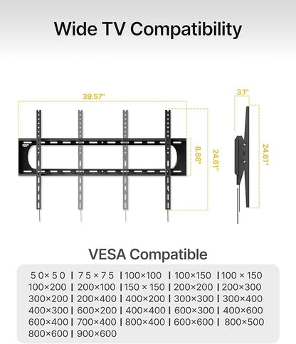 monTEK Heavy Duty Tilting TV Wall Mount for 60–120” Large TVs up to 300 lbs, 4X Safety Tested, 10° Tilt for Glare-Free Viewing, Low Profile Slim Bracket, Max VESA 900x600, Fits 16”/18”/24” Studs