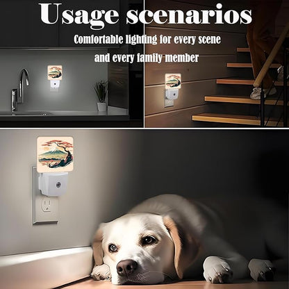 FSHVQKD Mount Fuji Night Light,Plug-in Night Lights with Dusk to Dawn Sensor for Stairway,Hallway,Bedroom Sleep Friendly Ideal for Women/Girls/Boys Gift,0.5w