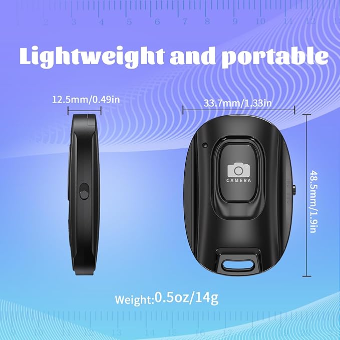 VYVIYON Bluetooth Camera Remote Shutter for iPhone and Android Smartphones, Rechargeable Wireless Phone Remote Control,Selfie Button for Photos and Videos, Charging Cable Included (2 Pack)