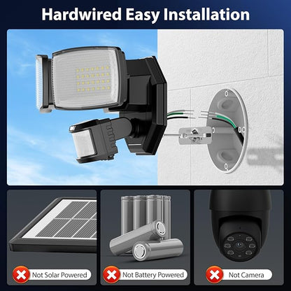 Onforu 32W 2 Head Motion Sensor Outdoor Lights, 3200LM 6500K LED Security Light Hardwired, Dusk to Dawn, Motion Detector Light for Outside, IP65 Waterproof Flood Lights for Garage, Yard(Black)