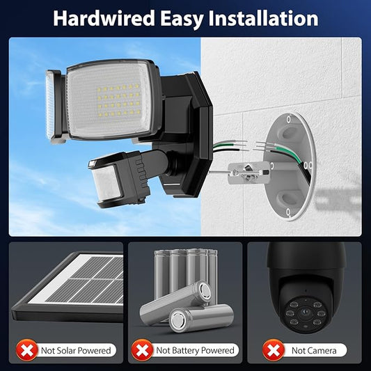 Onforu 32W 2 Head Motion Sensor Outdoor Lights, 3200LM 6500K Hardwired LED Security Light, Dusk to Dawn, Motion Detector Light for Outside, 2 Pack IP65 Waterproof Flood Lights for Garage, Yard(Black)