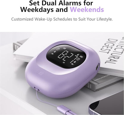 Mesqool Vibrating Alarm Clock for Heavy Sleepers, Rechargeable Battery Operated Bed Shaker Under Pillow, Cordless, Weekday/Weekend Dual Alarms, Travel Digital Clock for Hearing-impaired