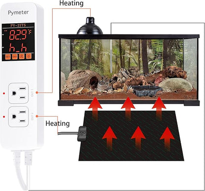 Pymeter Attic Fan Thermostat Controller Temperature Switch Plug Outlet for Seedlings, Germination, Rooting, Greenhouse, Fermentation, Reptile, Terrarium Heating Mats