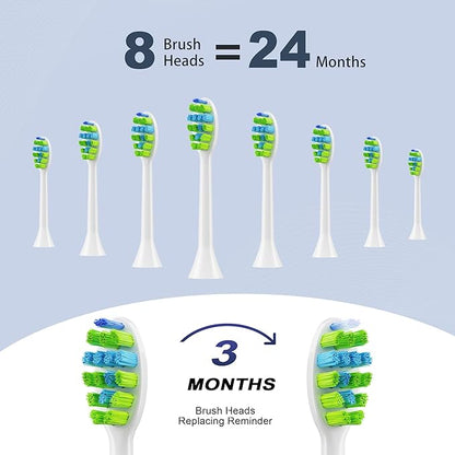 7AM2M Sonic Electric Toothbrush for Adults and Kids, with 8 Brush Heads and Travel Case,5 Modes with 2 Minutes Built in Smart Timer, One Charge Use for 90 Days, Rechargeable Toothbrushes(Pink)