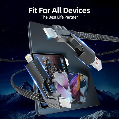 USB C Cable, 240W MAX 4 in 1 Charging Cord 5FT with E-Mark Chip, Fast Charging USB A/C to C/Lightning Cable for iPhone 17/16/15/14/13 Series, MacBook/Pad/Android/Tablets and More, iPhone Charger Cord