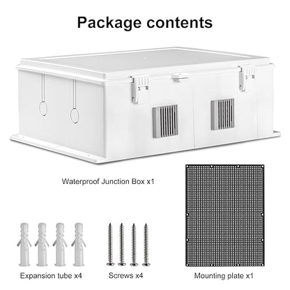 Namunanee Outdoor Electrical Junction Box, ABS Water Resistant Enclosure with Internal Mounting Panel & Hinged Cover (18.1" H* 12.6" L* 4.3" W)