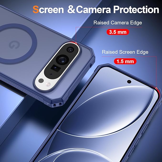 Magnetic for Google Pixel 9 Pro XL Case, [Military Grade Drop Protection] [Compatible with MagSafe] Shockproof Slim Translucent Matte Anti-Slip for Women Girls Men Case, Matte Blue
