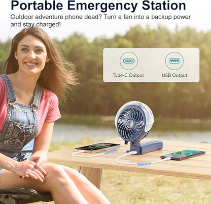 HandFan 4000mAh Upgraded Handheld Misting Fan, 50ml Water Tank, Rechargeable Personal Mister Fan Portable AC, Spray Water Mist Fans, Foldable Cooling Ice Fans for Beach Travel Disney(Royal Blue)