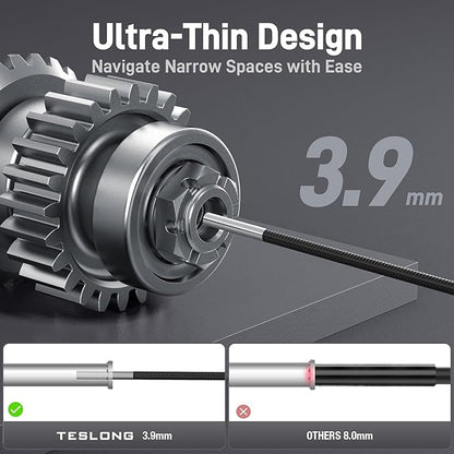 Teslong Ultra-Thin 3.9mm Industrial Endoscope with Lights, 6" IPS Screen Hnadle Borescope Automotive Mechanic Inspection Camera with 6000mAh Battery, 5FT Flexible Waterproof Gooseneck Probe