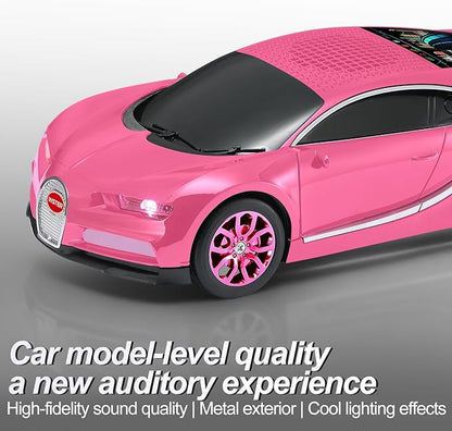 WSTER Luxury Sports Car Model Bluetooth Speaker with HD Sound, TWS Stereo Pairing, Display Screen, Built-in Microphone, Unique Bluetooth Car Speaker for Home, Party, Outdoor & Beach (Pink)
