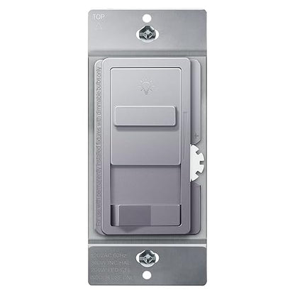 TOPGREENER Digital Dimmer Light Switch for 200W Dimmable LED/CFL Lights, Single Pole/3-Way LED Slide Dimmer Light Switch, Neutral Wire Not Required, UL Listed, TGSDS3-SV, Silver, 1 Pack