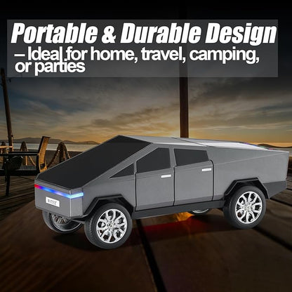 WSTER Portable Car Model Bluetooth Speaker with HD Stereo Sound, TWS Dual Pairing, LED Display, Truck-Style Wireless Speaker for Home, Office, Gaming & Collectible Display (Grey)