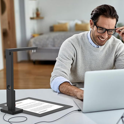 CZUR Lens1200 Pro Portable Document Scanner, 12MP USB Document Camera, Fast Scan 1s/Page, Capture Size A4, Easy-to-Use OCR, Travel-Friendly Mobile Scanner for Mac & Windows(Not for Books)