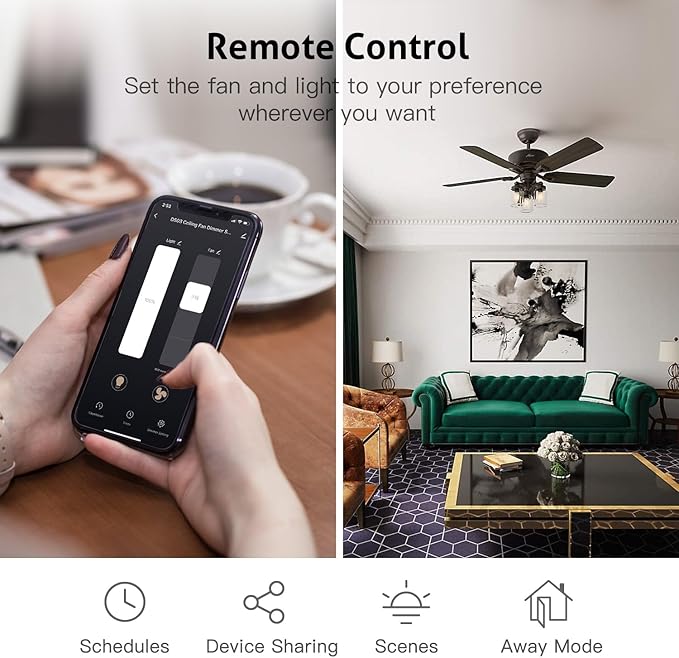 TREATLIFE Smart Ceiling Fan Control and Dimmer Light Switch, 2.4GHz WiFi Only, Neutral Wire Required, Single Pole Fan & Light Switch Combo, Works with Alexa, Google Home & SmartThings, Remote Control