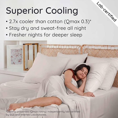 Bambaw 100% Viscose Derived from Bamboo Fitted Sheet King Size, Cooling King Sized Fitted Sheet with Corner Straps, Soft & Breathable (Sand)