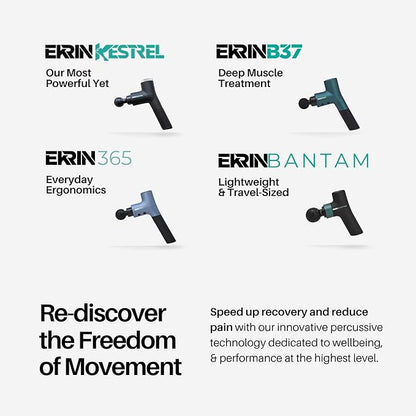 Ekrin Athletics White Kestrel Percussive Massager - Enhanced Precision & Comfort for Elite Muscle Recovery & Wellness - Relieve Sore Muscles and Stiffness